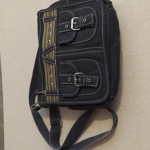 Canvas bag with straps charcoal color